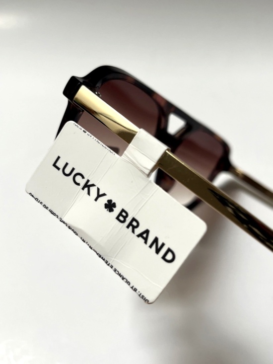 New LUCKY BRAND Double Bridge Aviator Sunglasses Tortoise Shell Acetate BWN-GLD main image 6